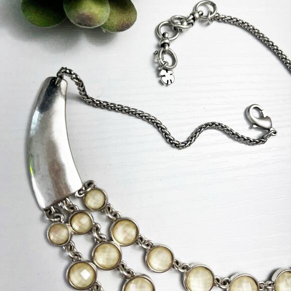 Lucky Brand 3-Strand Citrine Stone Reversible Statement Necklace - Picture 7 of 9